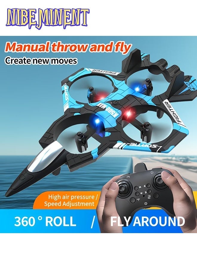 NIBEMINENT 2026 Impact-Resistant K500MAX Cool RC Airplane - Supports Throw-Start, 360° Rolls, Barometric Altitude Hold, One-Button High/Low Speed Switching, Drop-Resistant and Anti-Collision Design, Colorful LED Lights + Headless Mode, Ideal for Outdoor Flying - Image 1